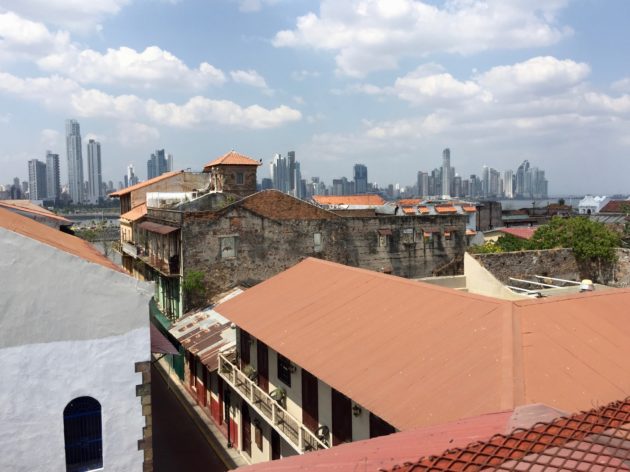 Panama City from the rooftops of the old quarter.