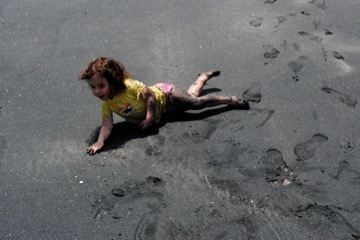 The author's granddaughter on the Panamanian sand. 