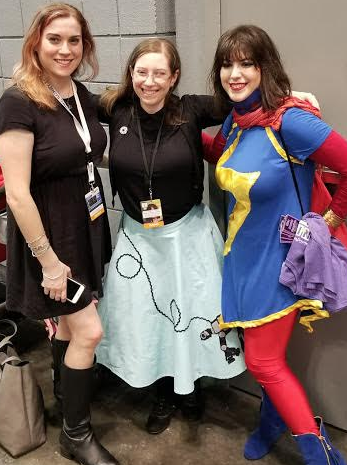 From left to right: Tamar Herman, Michal Schick, and SM Rosenberg at New York Comic Con 2017.