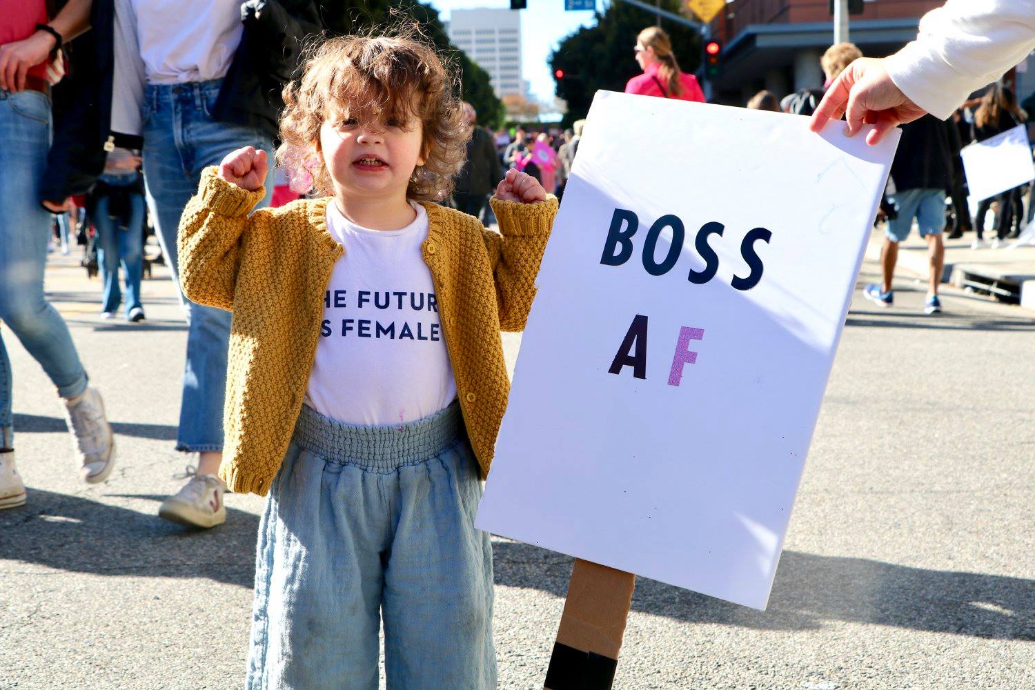 small child boss af sign Shira